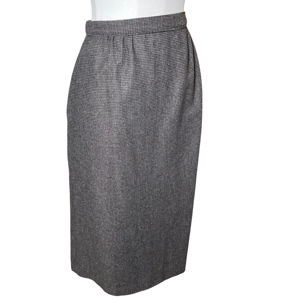 Quiet‎ Luxury Wool Blend Skirt Suit Gray Houndstooth Vintage Step by Step Sz 12 - Picture 13 of 16